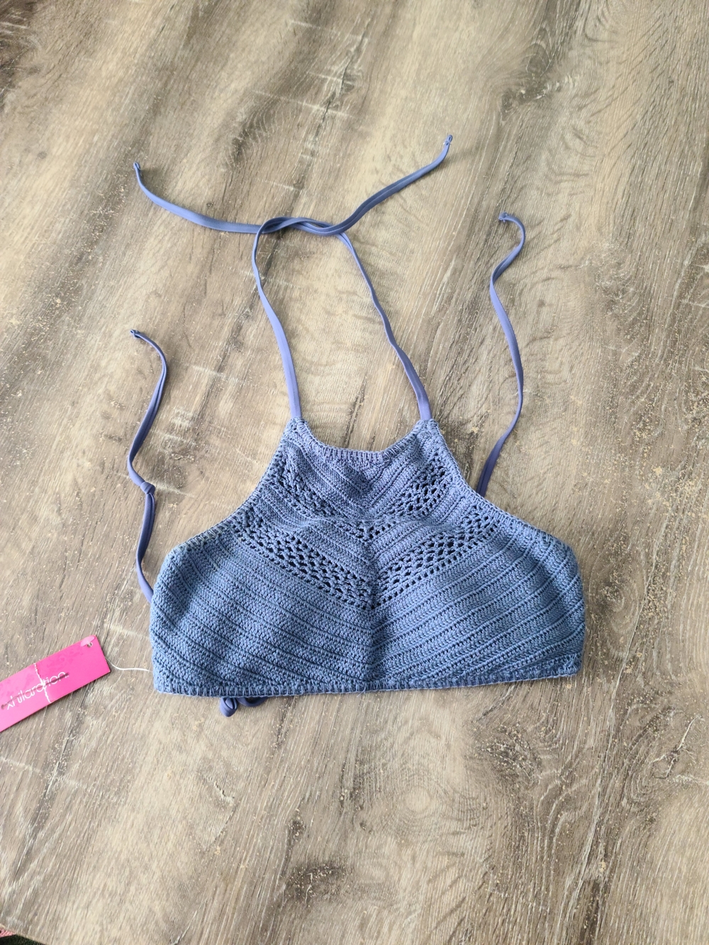 Xhilaration Dusty Blue Crochet Halter Swim Camisole
